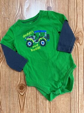 7/$20 jumping beans Long Sleeve ‘Daddy’s Mud Buddy’ Graphic Baby Bodysuit Onesie